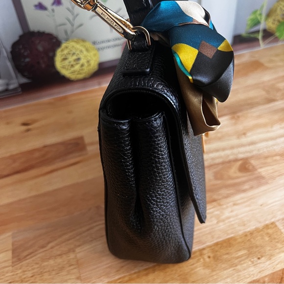 Michael Kors Black Callie Pebbled Leather Top Handle Crossbody Satchel Purse - Picture 5 of 10